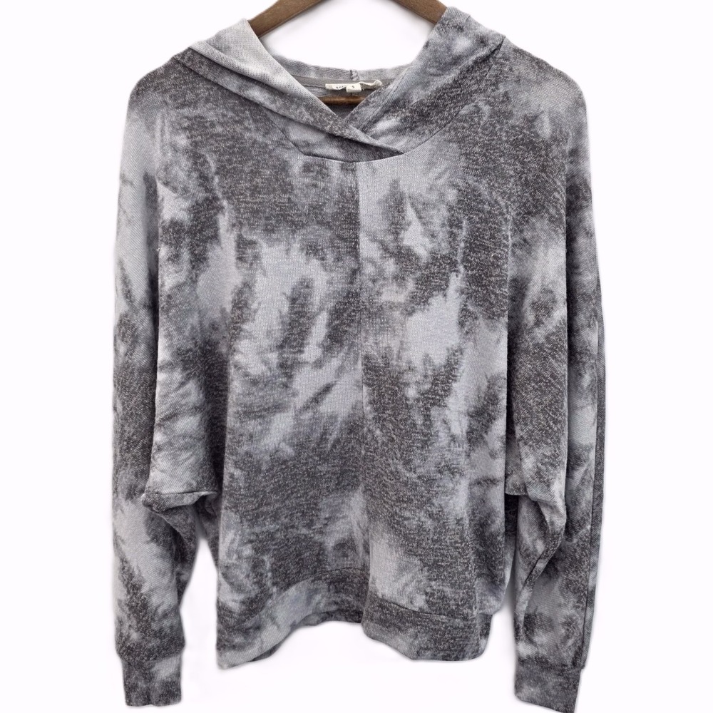 Cloud Chaser Womens S Gray Tie Dye Lightweight Hoodie Pullover Casual Lounge